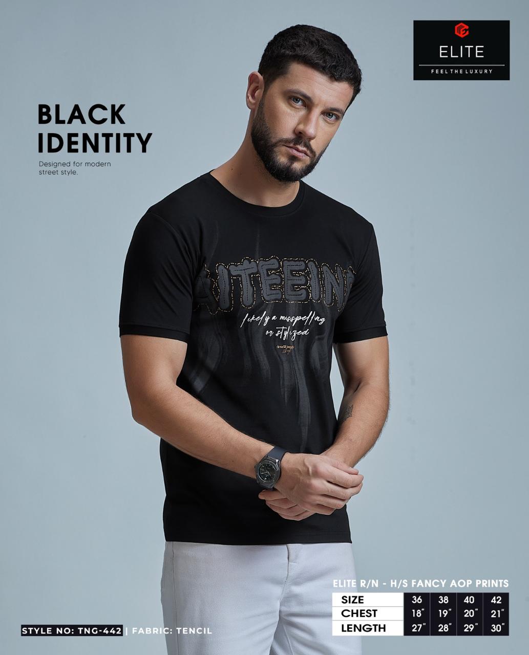 Tng 442 Only Black Elite Tencil Mens Tshirts Wholesale