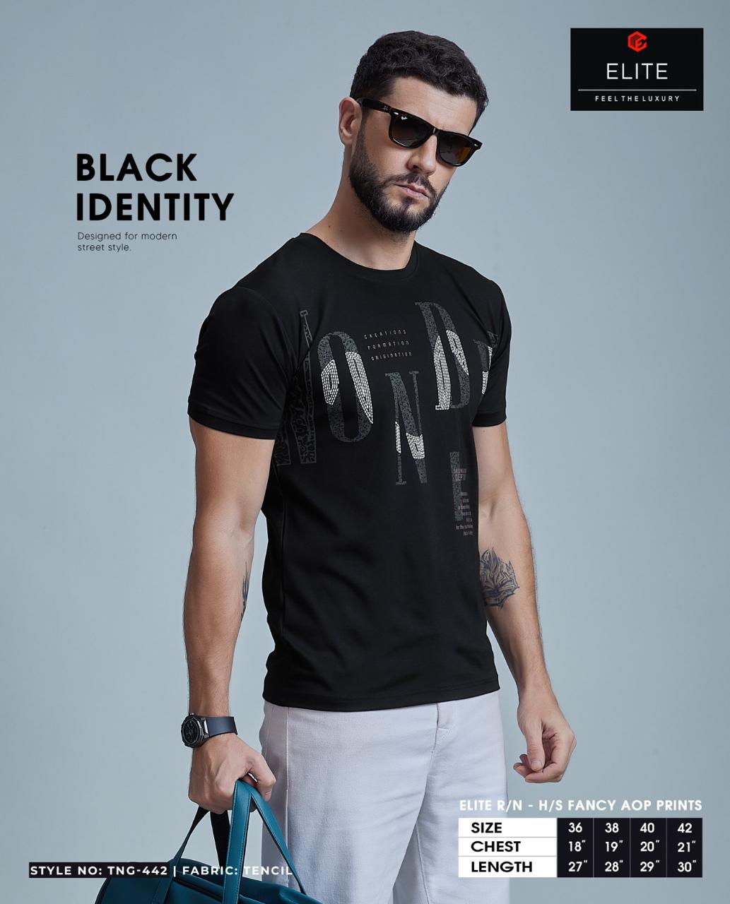 Tng 442 Only Black Elite Tencil Mens Tshirts Wholesale