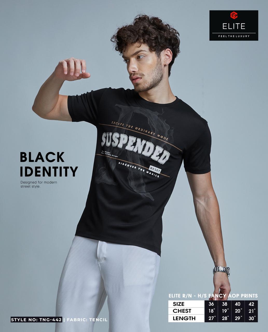 Tng 442 Only Black Elite Tencil Mens Tshirts Wholesale