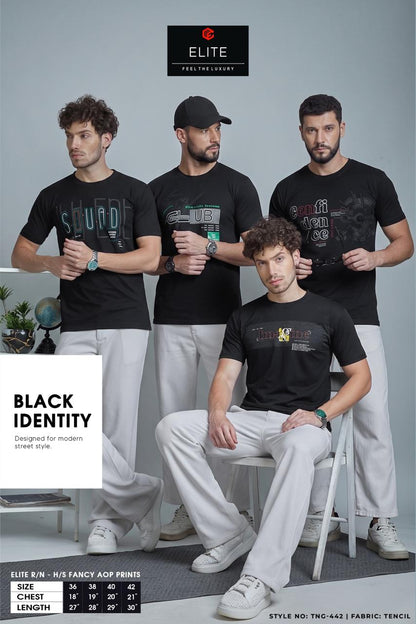 Tng 442 Only Black Elite Tencil Mens Tshirts Wholesale