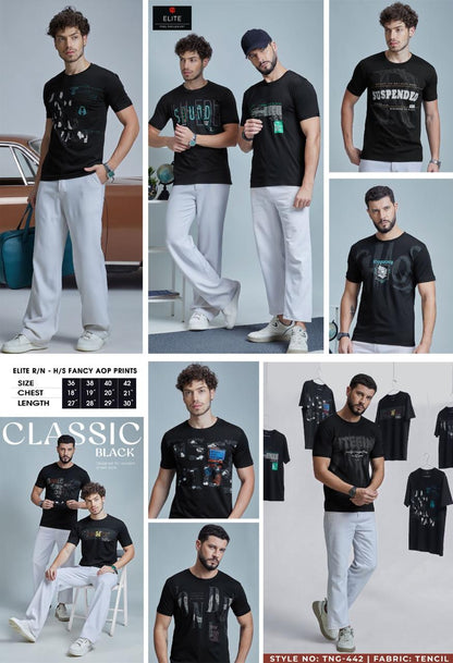 Tng 442 Only Black Elite Tencil Mens Tshirts Wholesale