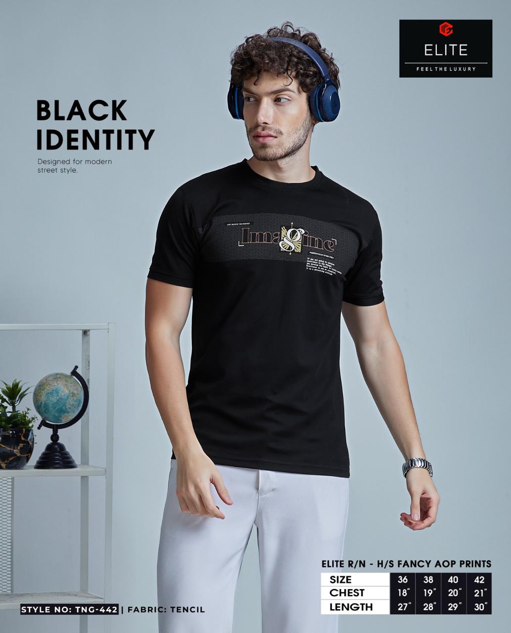 Tng 442 Only Black Elite Tencil Mens Tshirts Wholesale