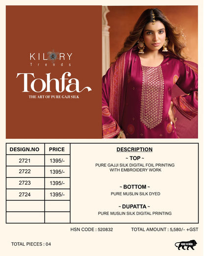 Tohfa Kilory Gaji Silk Pant Style Suits Wholesaler Gujarat