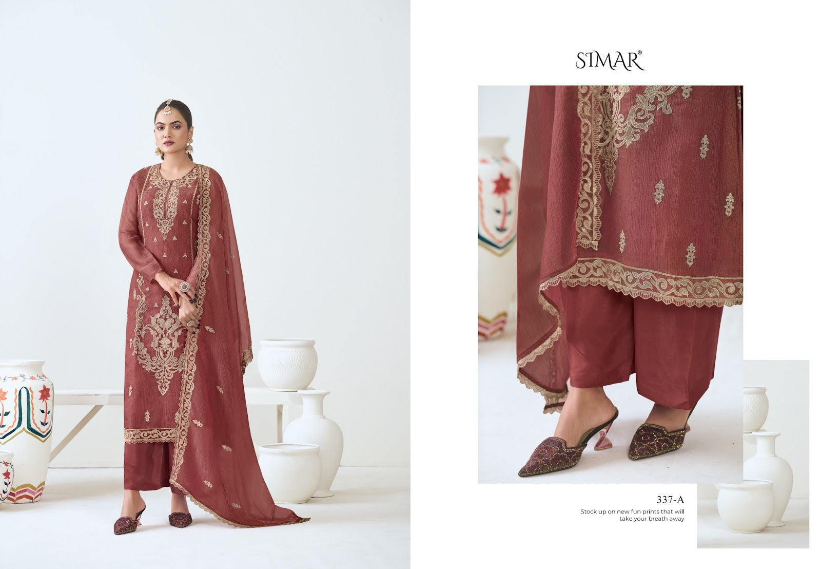 Tohfa Simar Organza Jacquard Pant Style Suits Supplier