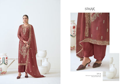 Tohfa Simar Organza Jacquard Pant Style Suits Supplier