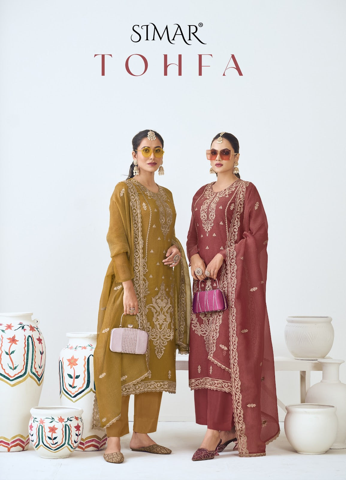 Tohfa Simar Organza Jacquard Pant Style Suits Supplier