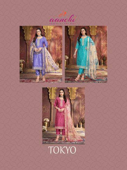 Tokyo Aanchi Silk Readymade Pant Style Suits Wholesale