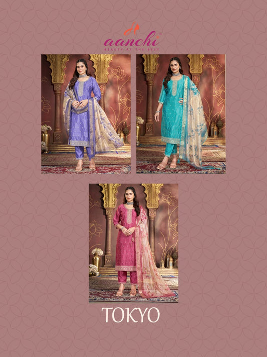 Tokyo Aanchi Silk Readymade Pant Style Suits Wholesale