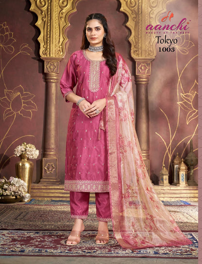 Tokyo Aanchi Silk Readymade Pant Style Suits Wholesale