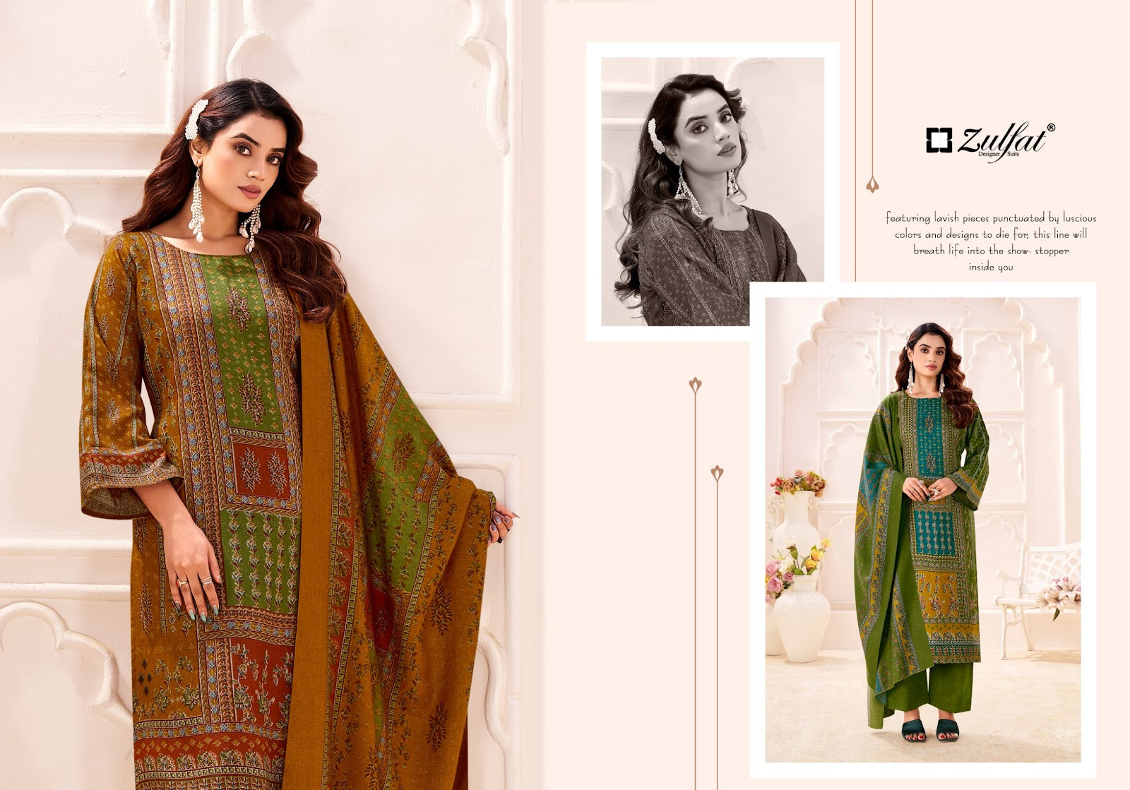 Toosh Zulfat Designer Pashmina Suits Wholesale Price