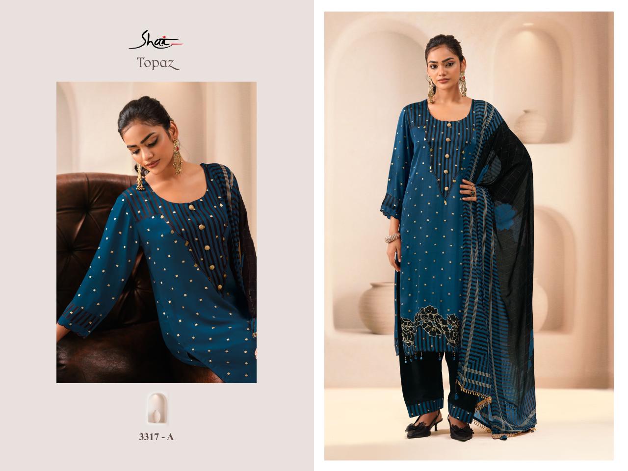 Topaz Jay Vijay Shai Satin Silk Pant Style Suits Wholesaler Ahmedabad