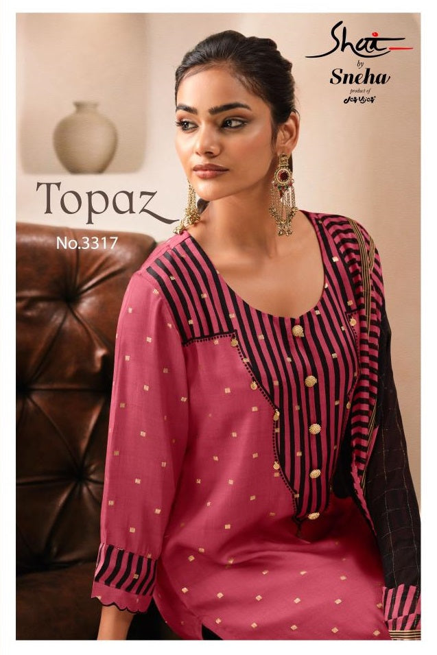 Topaz Jay Vijay Shai Satin Silk Pant Style Suits Wholesaler Ahmedabad