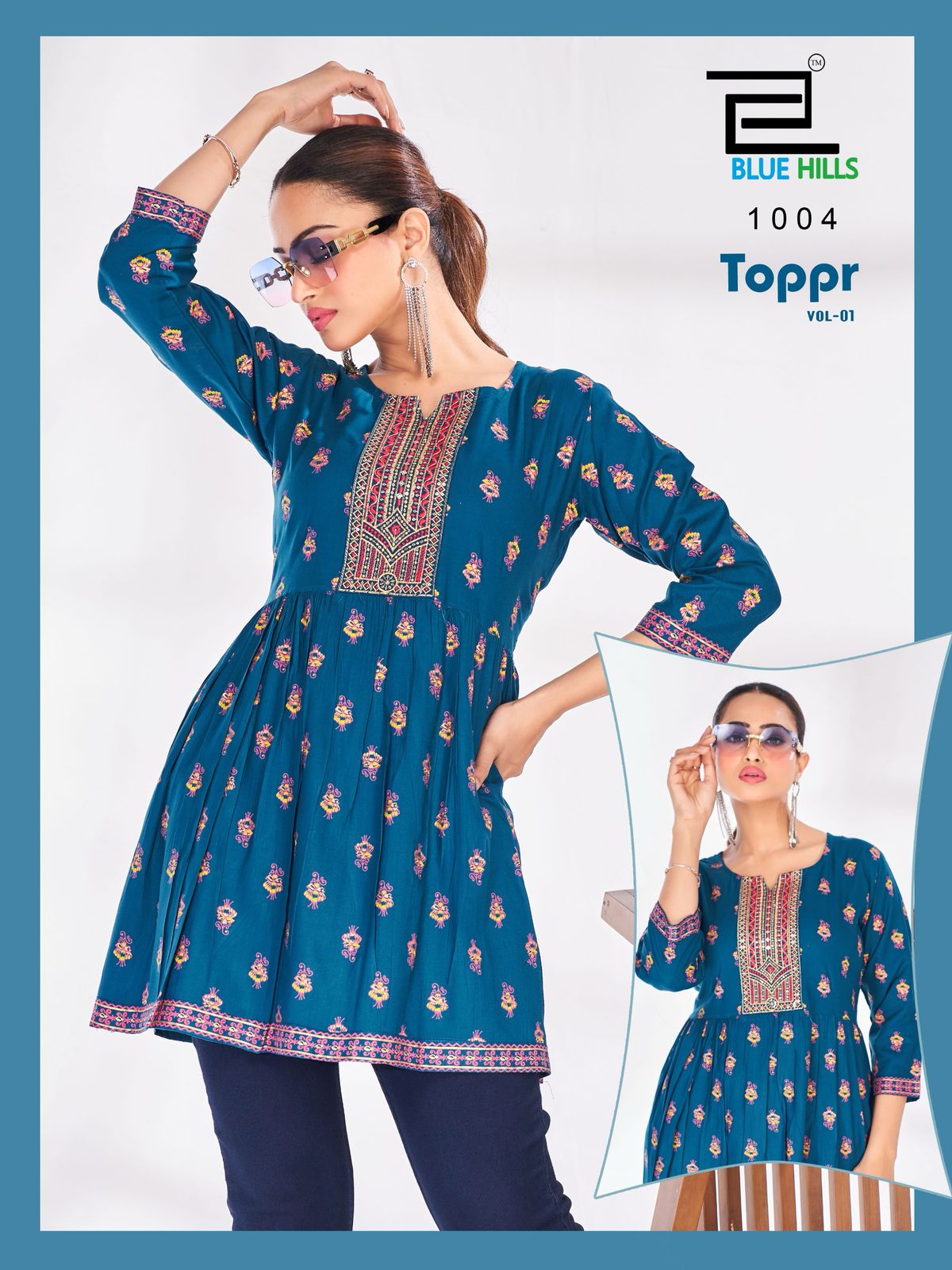 Toppr Vol 1 Blue Hills Rayon Short Kurtis Manufacturer