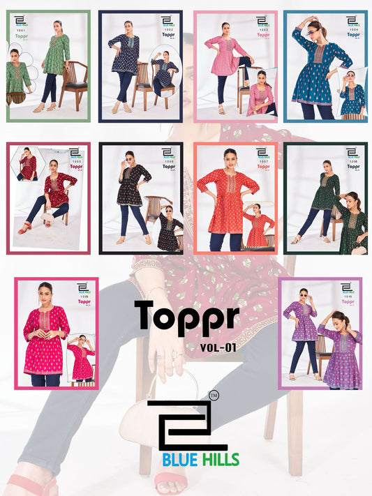 Toppr Vol 1 Blue Hills Rayon Short Kurtis Manufacturer