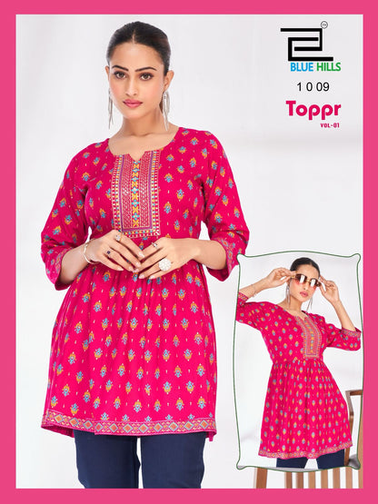 Toppr Vol 1 Blue Hills Rayon Short Kurtis Manufacturer
