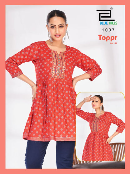 Toppr Vol 1 Blue Hills Rayon Short Kurtis Manufacturer