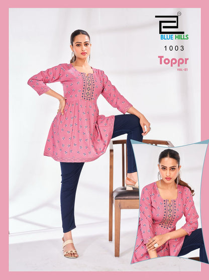 Toppr Vol 1 Blue Hills Rayon Short Kurtis Manufacturer
