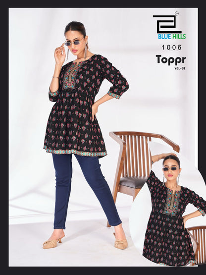 Toppr Vol 1 Blue Hills Rayon Short Kurtis Manufacturer