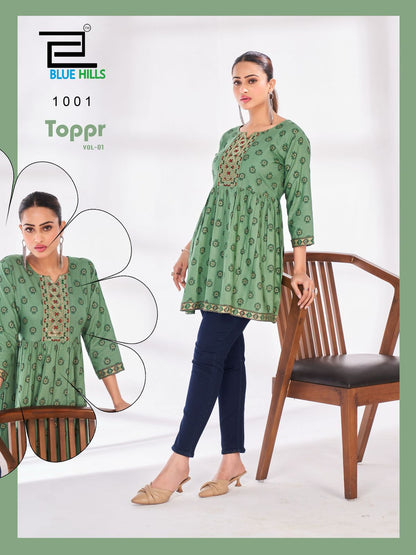 Toppr Vol 1 Blue Hills Rayon Short Kurtis Manufacturer