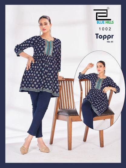 Toppr Vol 1 Blue Hills Rayon Short Kurtis Manufacturer