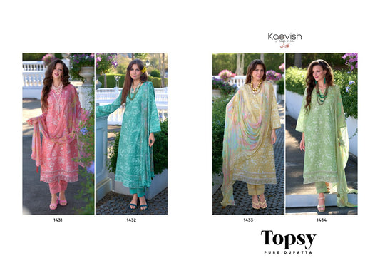 Topsy Kaavish Pure Lawn Pant Style Suits Wholesaler Ahmedabad