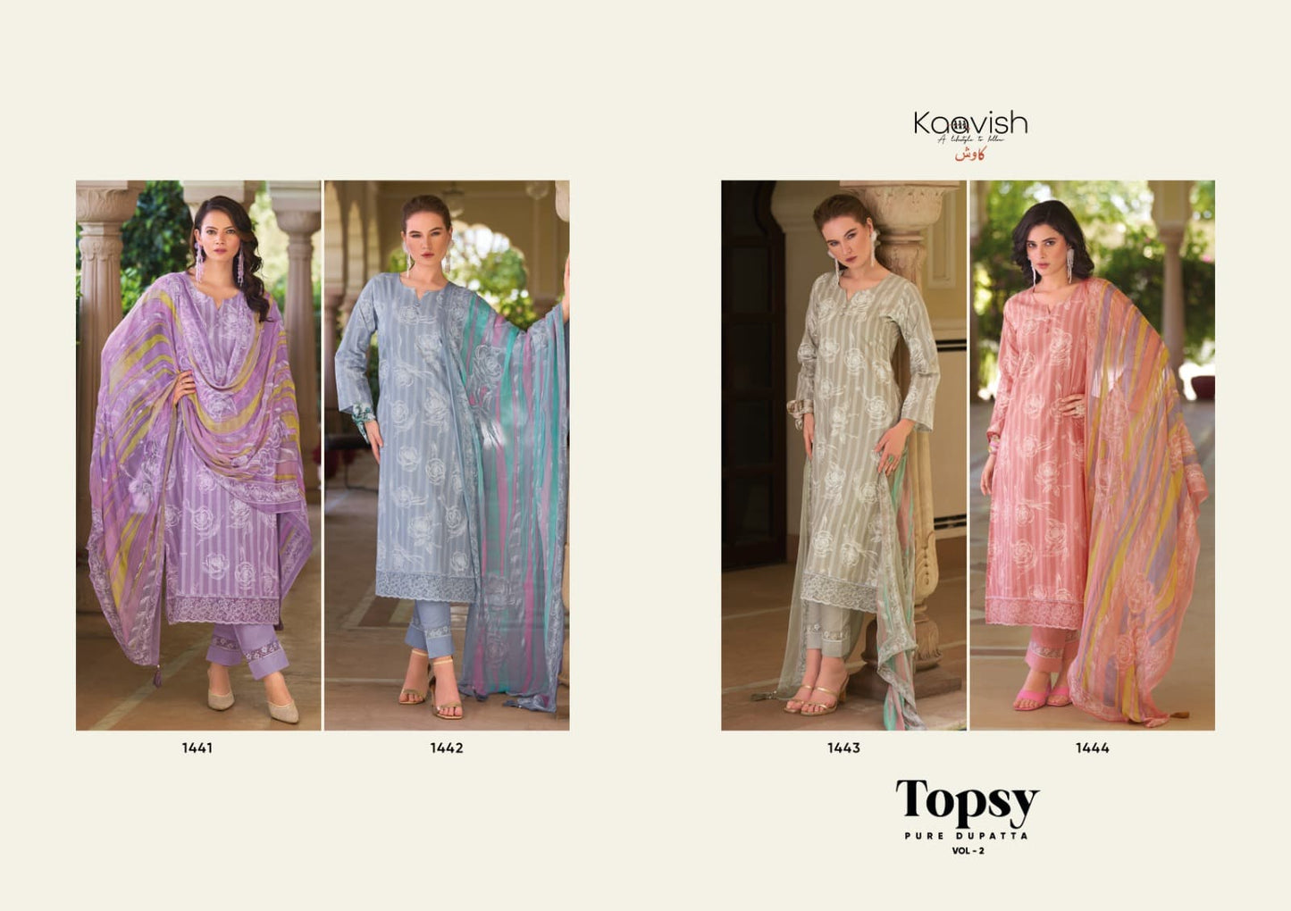 Topsy Vol 2 Kaavish Pure Lawn Pant Style Suits Wholesaler Ahmedabad