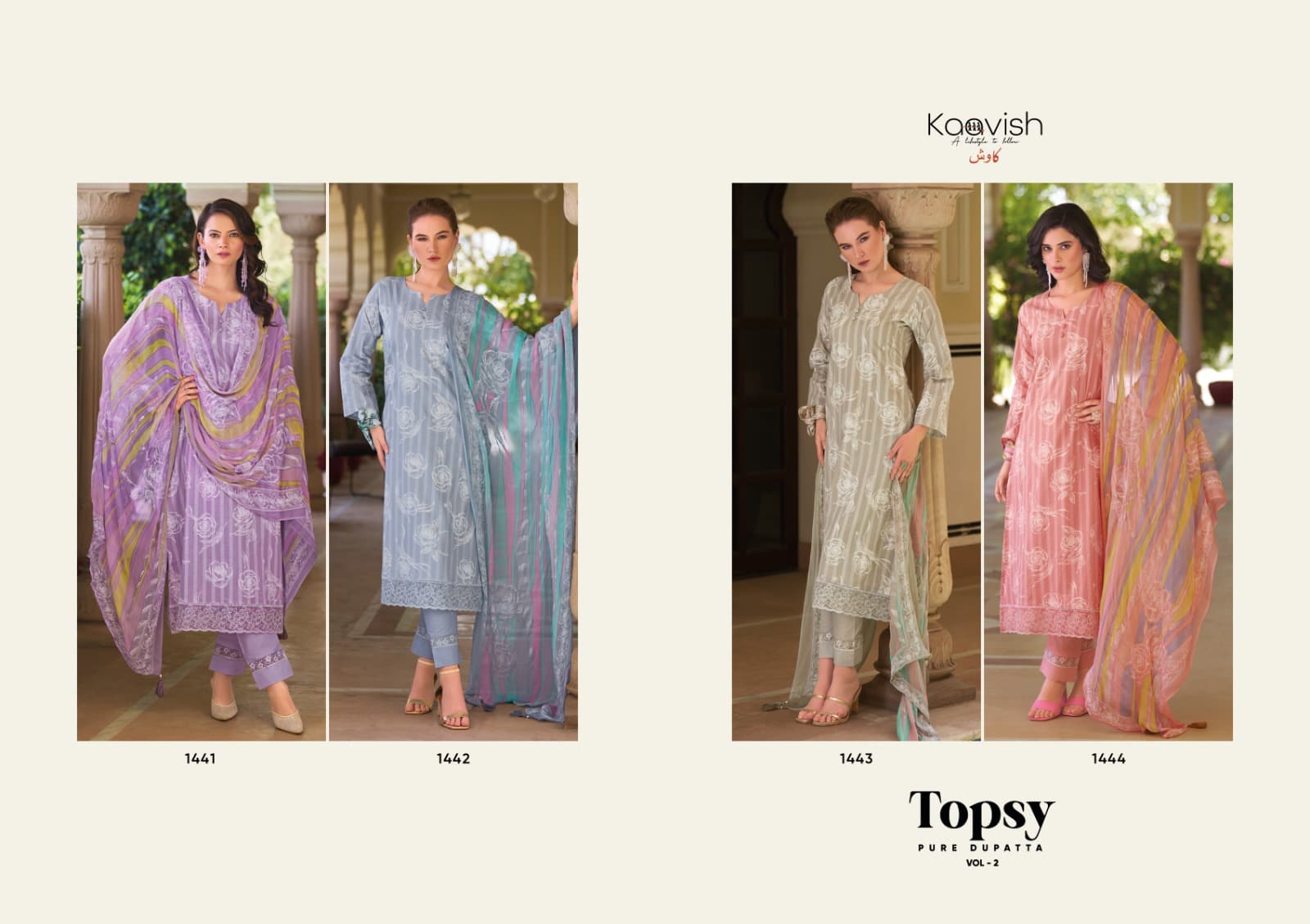Topsy Vol 2 Kaavish Pure Lawn Pant Style Suits Wholesaler Ahmedabad