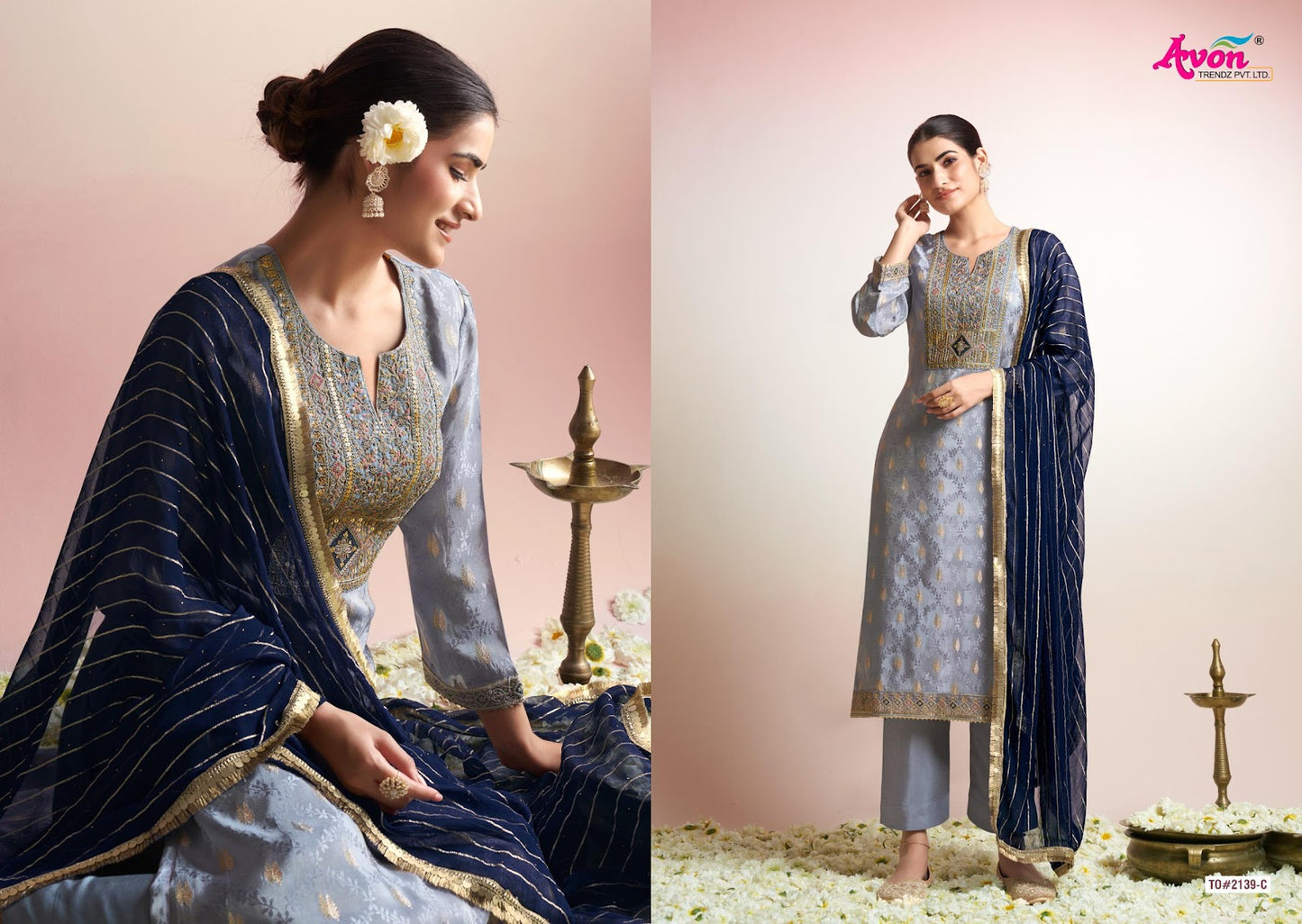 Toran 2139Abcd Avon Trendz Kanjivaram Pant Style Suits Manufacturer Gujarat