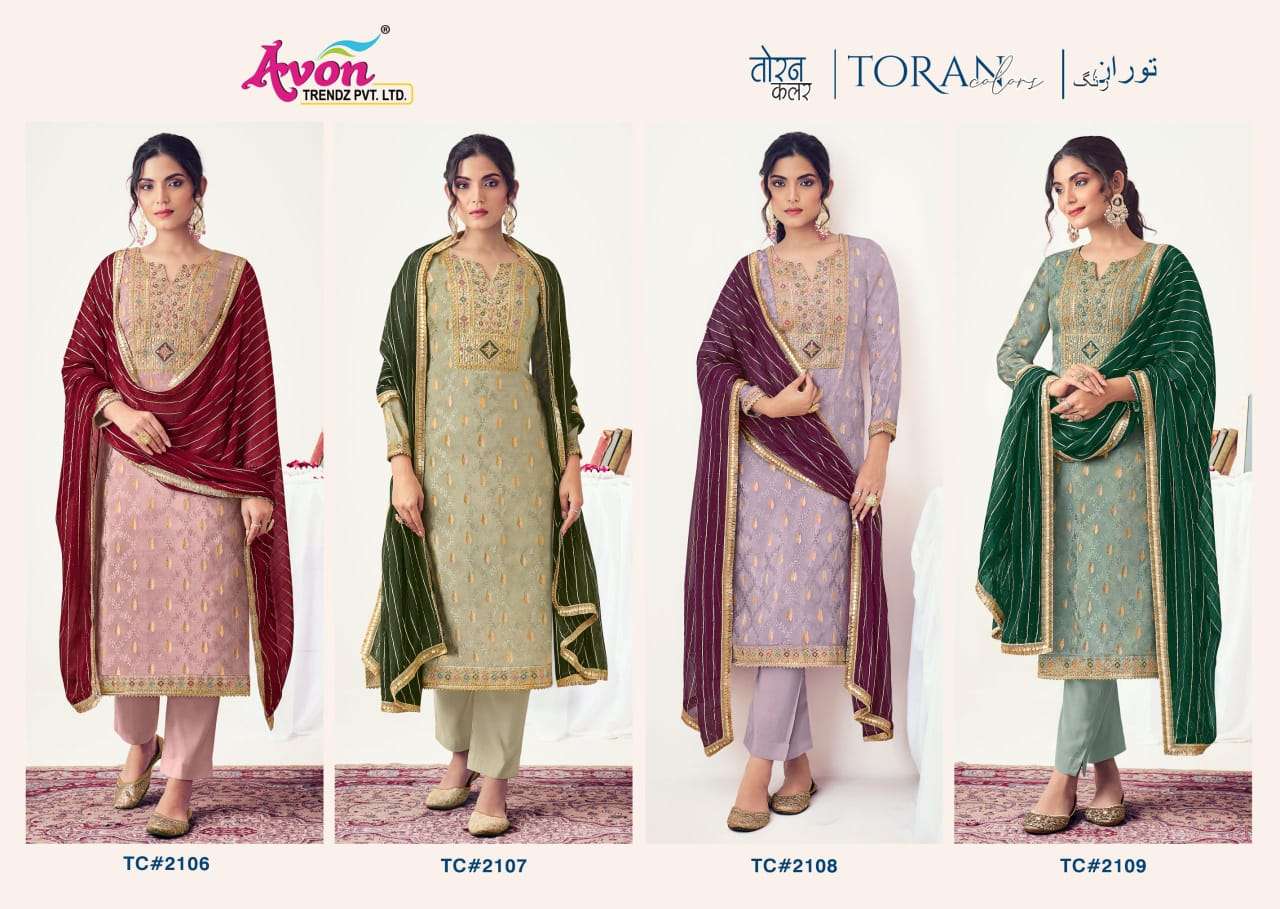 Toran Colours Avon Trendz Tissue Silk Pant Style Suits Wholesale Rate