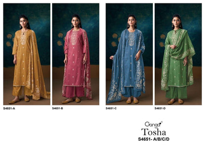 Tosha 4651 Ganga Cotton Pant Style Suits Manufacturer India