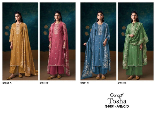 Tosha 4651 Ganga Cotton Pant Style Suits Manufacturer India