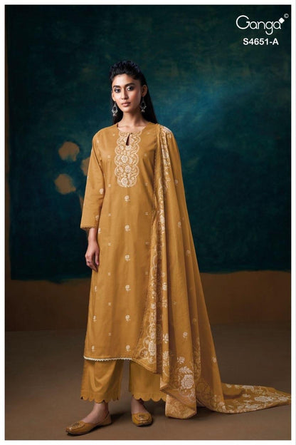 Tosha 4651 Ganga Cotton Pant Style Suits Manufacturer India
