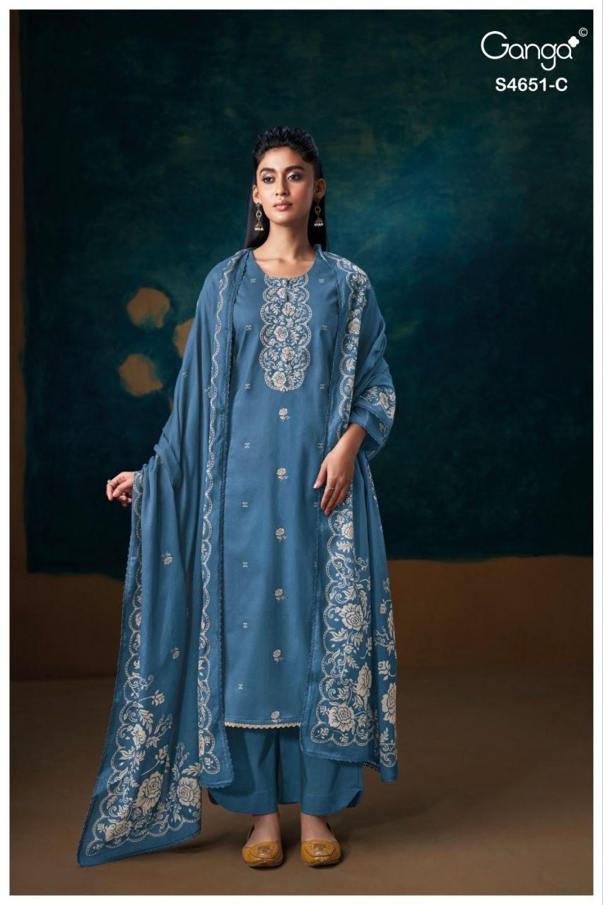 Tosha 4651 Ganga Cotton Pant Style Suits Manufacturer India