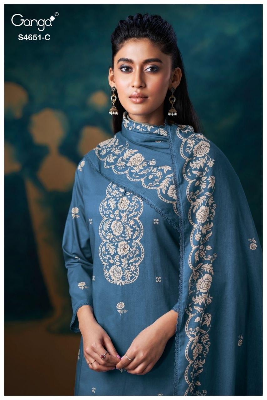 Tosha 4651 Ganga Cotton Pant Style Suits Manufacturer India