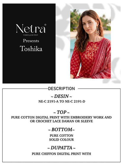 Toshika Netra Cotton Pant Style Suits Manufacturer Gujarat