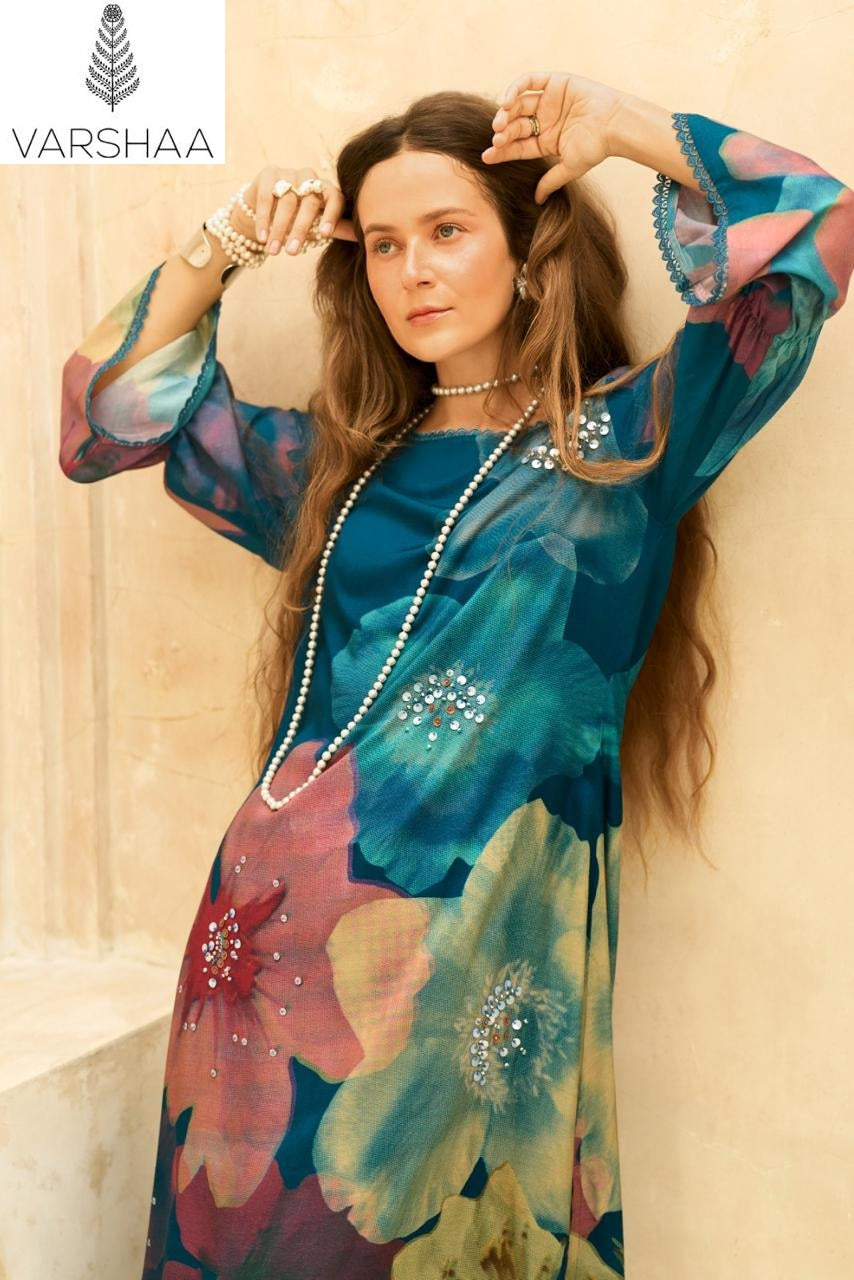 Touch Of Gold Varshaa Viscose Muslin Plazzo Style Suits Wholesale Rate