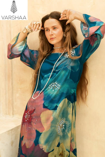 Touch Of Gold Varshaa Viscose Muslin Plazzo Style Suits Wholesale Rate