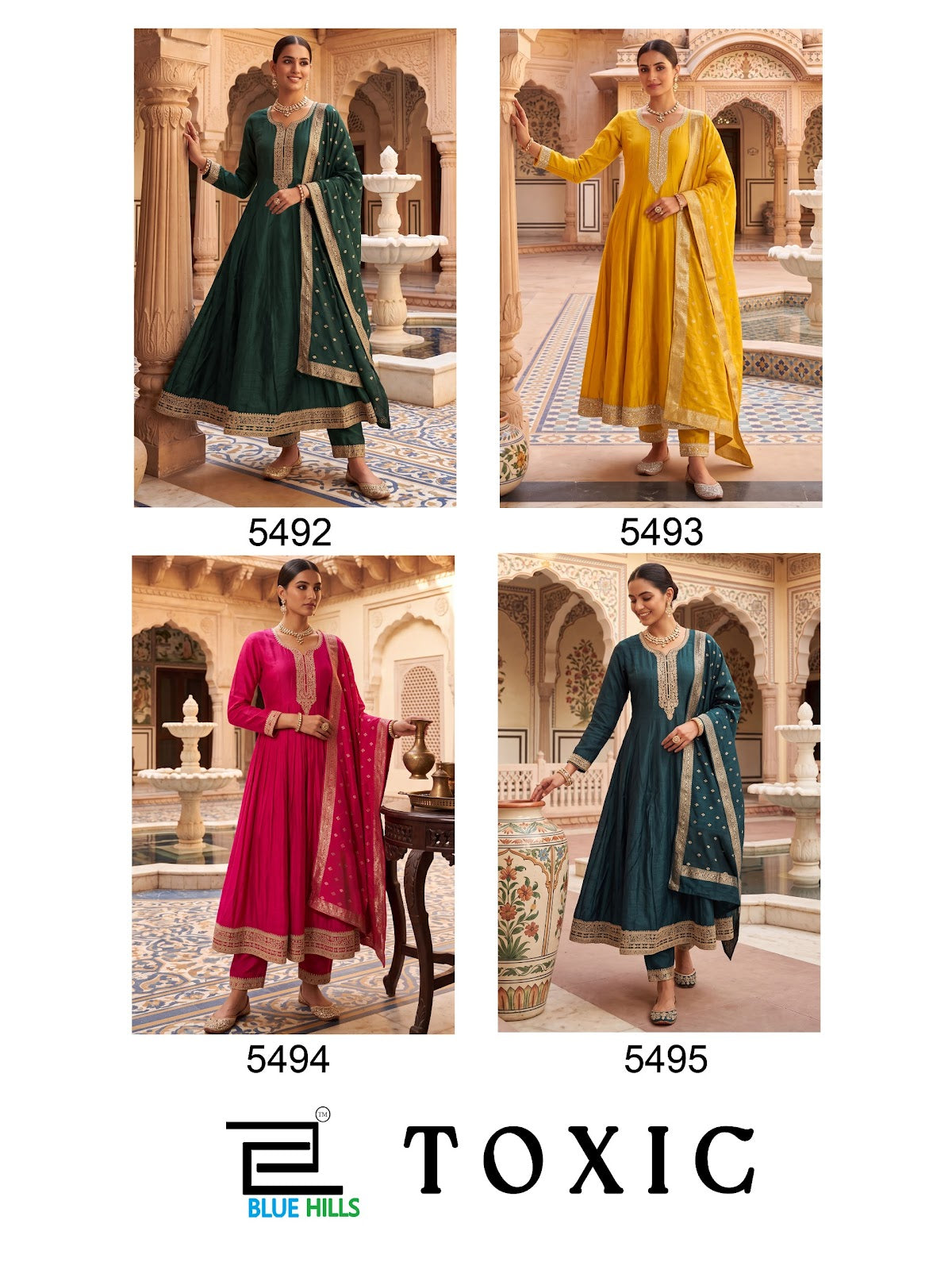 Toxic Plus Size Blue Hills Vichitra Readymade Anarkali Suits Manufacturer