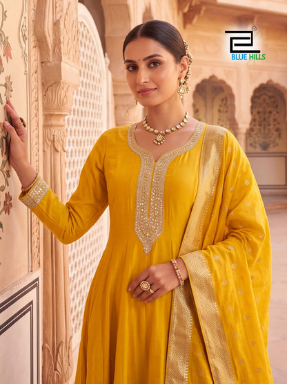 Toxic Plus Size Blue Hills Vichitra Readymade Anarkali Suits Manufacturer