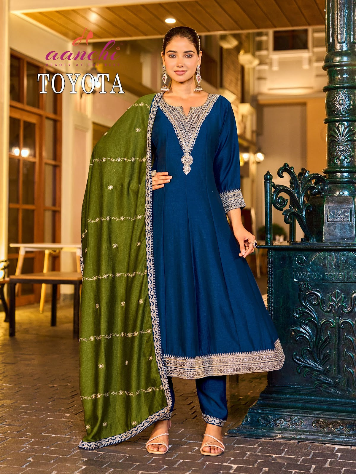 Toyota Aanchi Vichitra Shimmer Readymade Anarkali Suits Manufacturer Ahmedabad