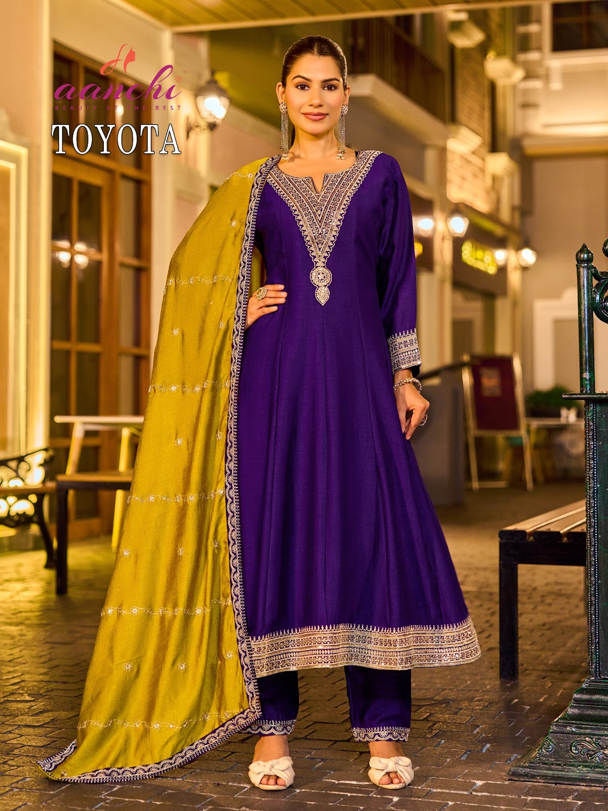 Toyota Aanchi Vichitra Shimmer Readymade Anarkali Suits Manufacturer Ahmedabad