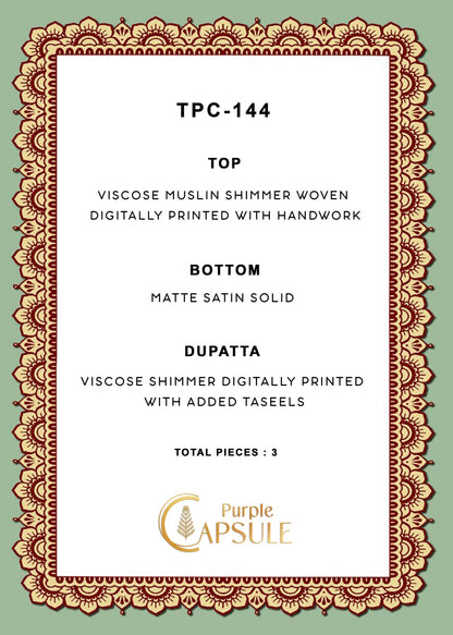 Tpc 144 Varshaa Viscose Muslin Plazzo Style Suits Wholesale Rate