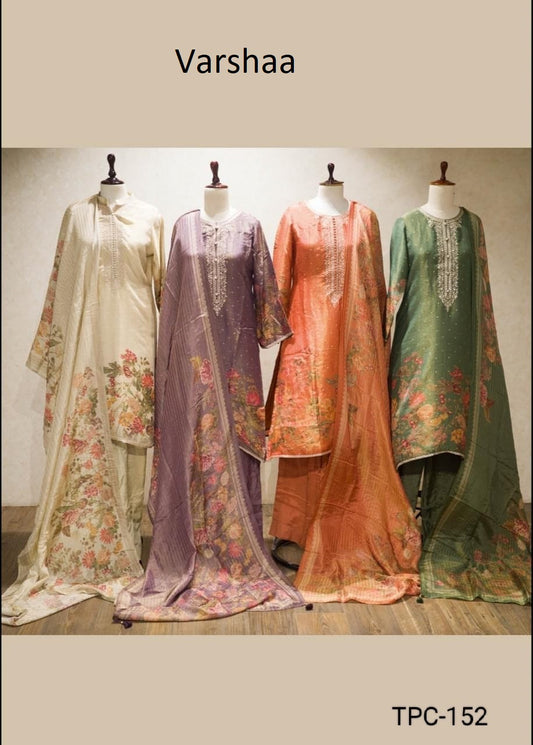 Tpc 152 Neck Work Varshaa Viscose Muslin Plazzo Style Suits Supplier Gujarat