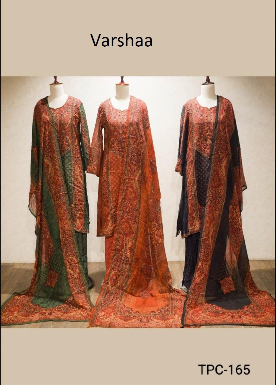 Tpc 165 Floral Motifs Varshaa Viscose Plazzo Style Suits Wholesale Price