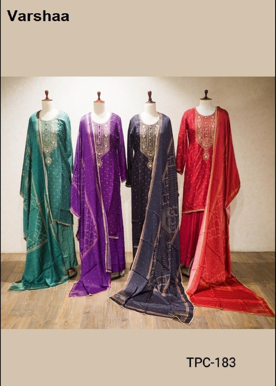 Tpc 183 Varshaa Russian Silk Plazzo Style Suits Wholesaler