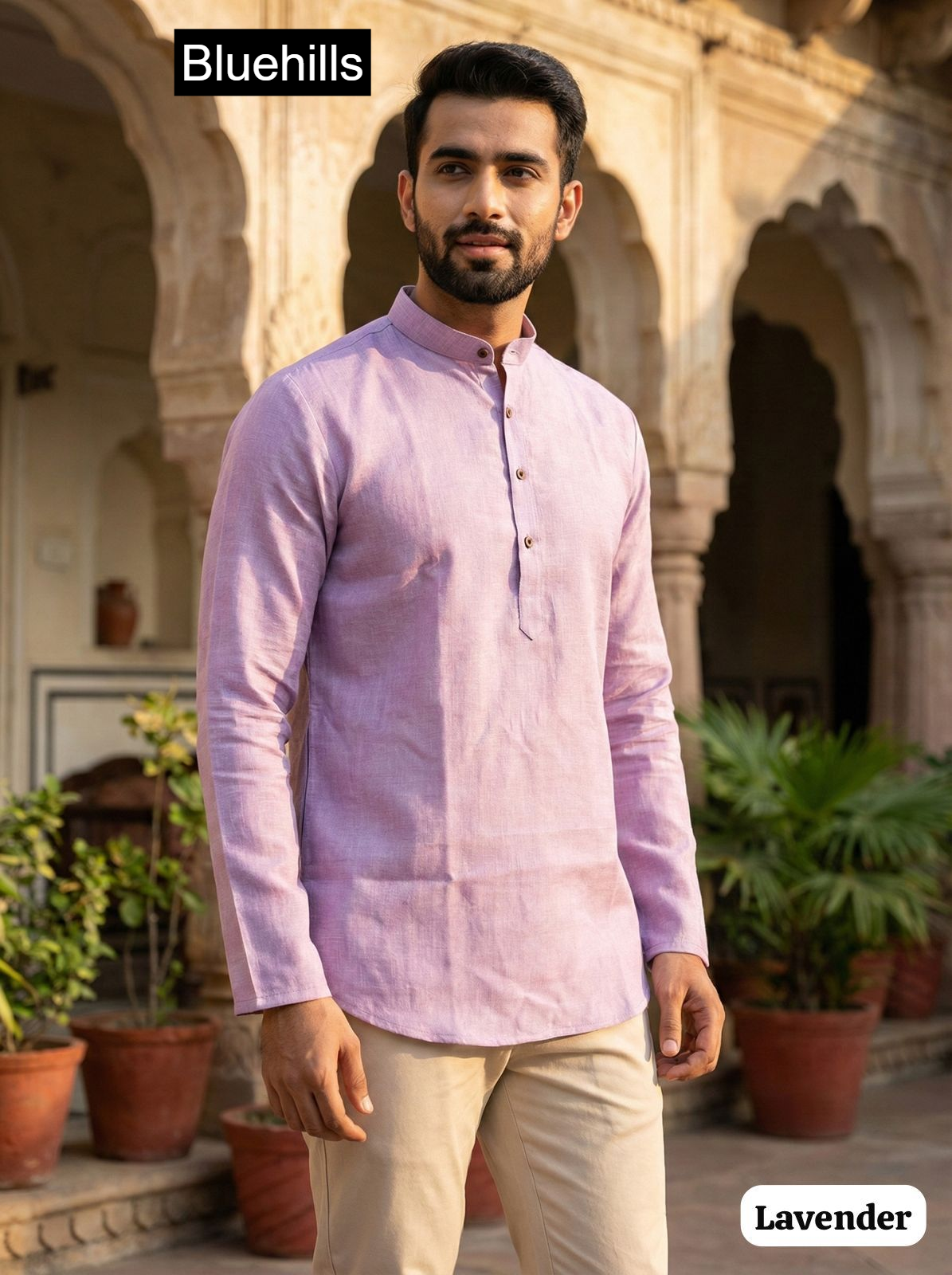 Tradition Short Bluehills Khadi Mens Kurta Exporter Gujarat