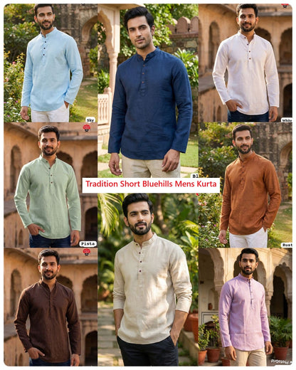 Tradition Short Bluehills Khadi Mens Kurta Exporter Gujarat