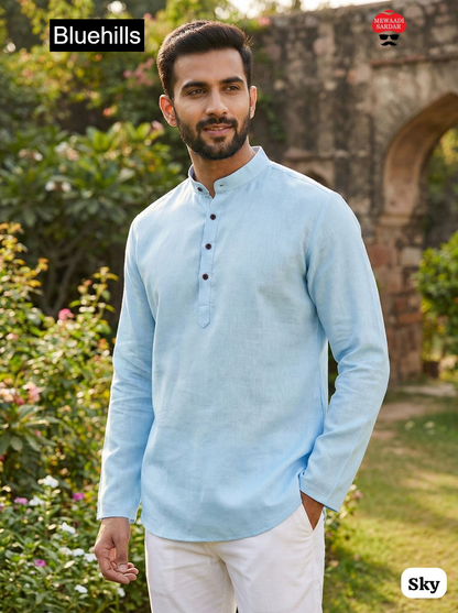 Tradition Short Bluehills Khadi Mens Kurta Exporter Gujarat