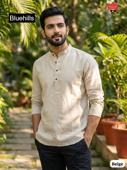 Tradition Short Bluehills Khadi Mens Kurta Exporter Gujarat
