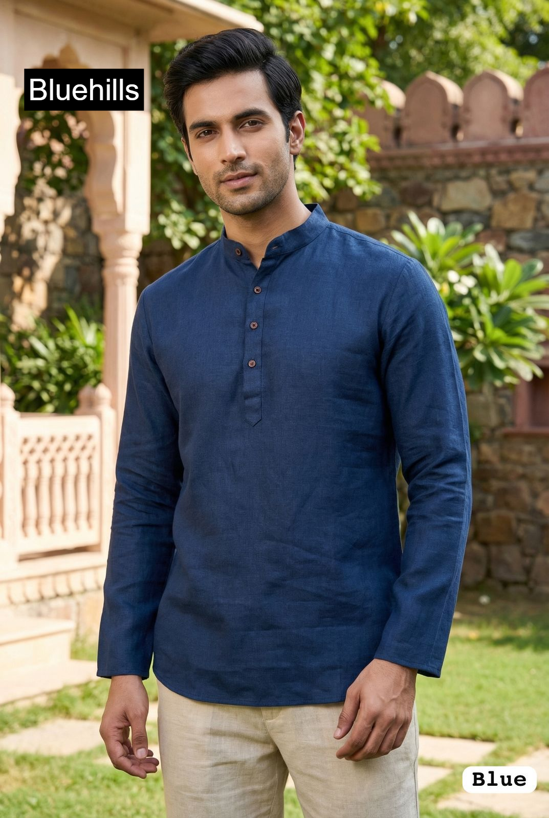 Tradition Short Bluehills Khadi Mens Kurta Exporter Gujarat